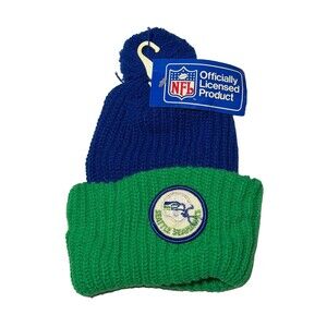 NWT Vintage Seattle Seahawks ORLON Knit Pom Beanie NFL Football Made USA